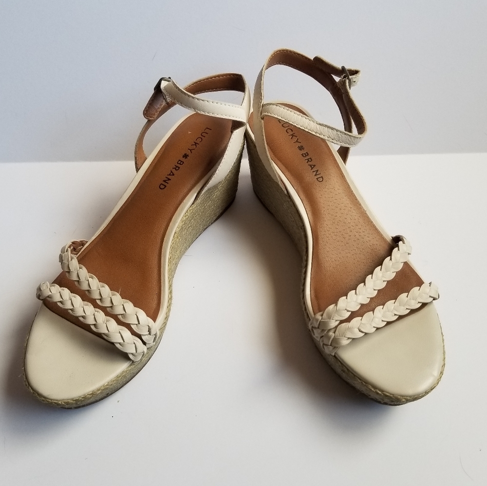 Lucky Brand Lyall Braided Woeven Sandals White 8.5
